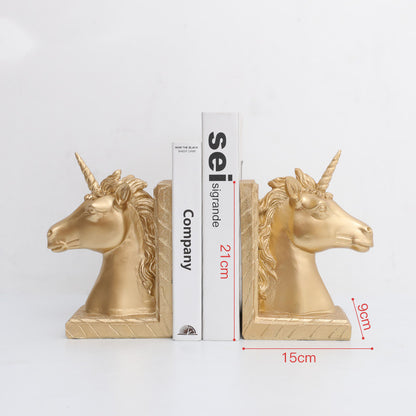 Reggilibri coppia unicorni dorati