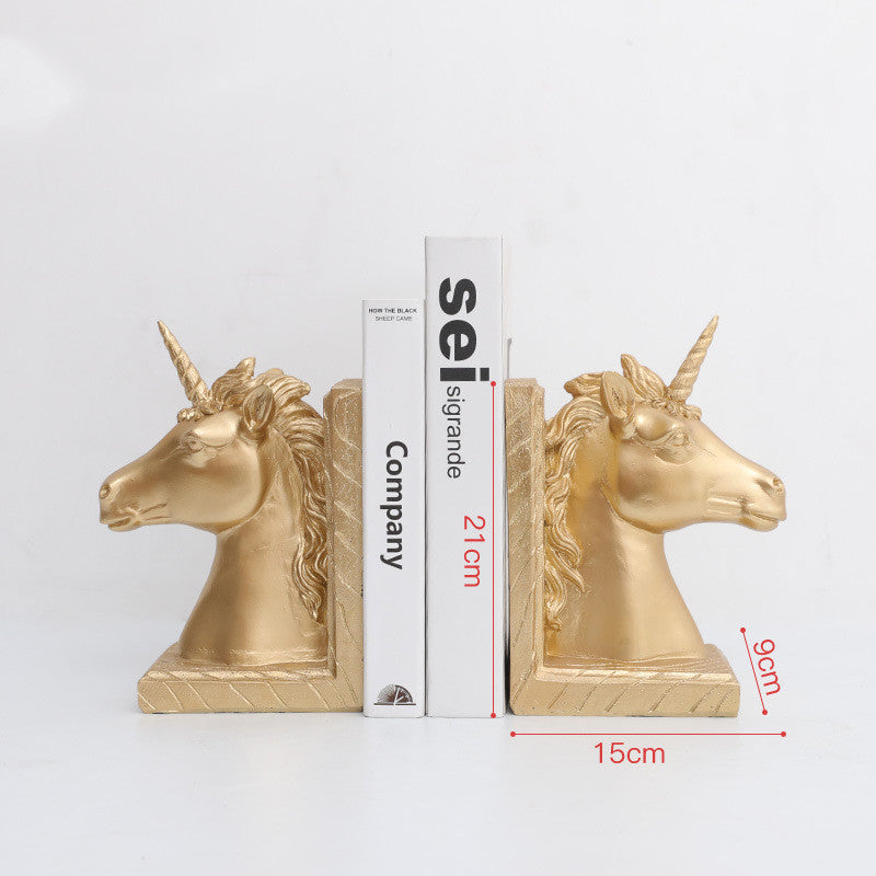 Reggilibri coppia unicorni dorati