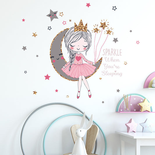 Adesivo murale Bambina e luna