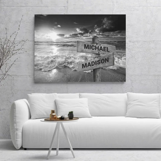 Poster Spiaggia con onde al tramonto