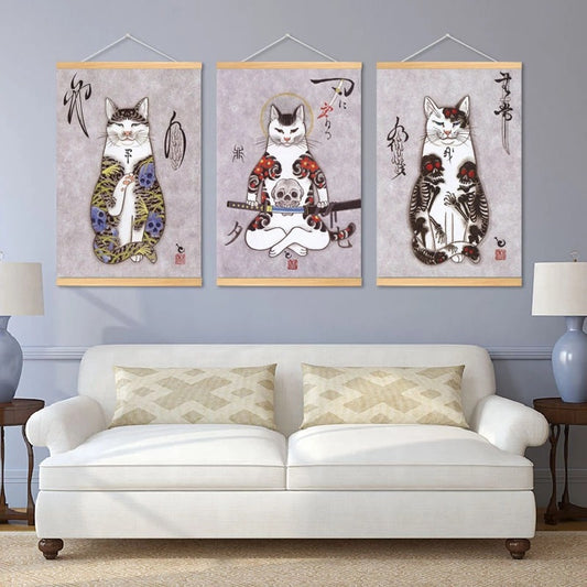 Quadro su tela Gatto samurai