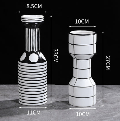 Vaso ceramica righe bianche