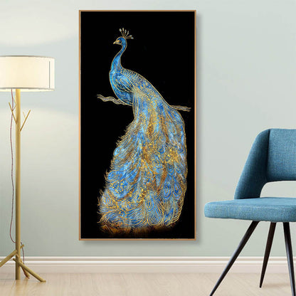 Poster Pavone blu e oro