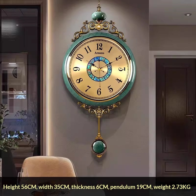 Orologio da parete Eleganza turchese dorata