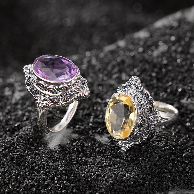 Anello argento citrino