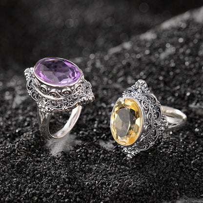 Anello argento citrino