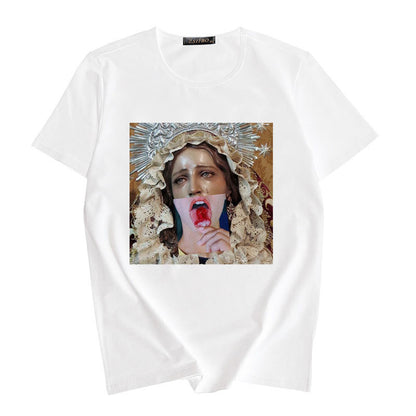 T-shirt stampa olio collo tondo