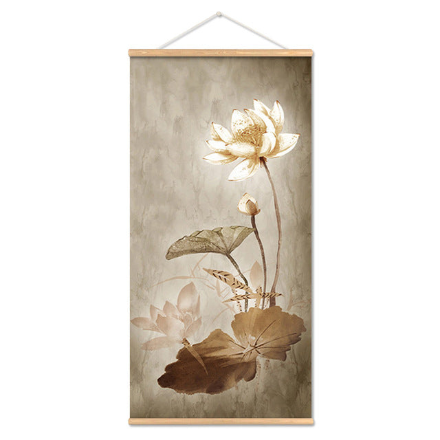 Adesivo murale Acquarello asiatico bamboo fiori