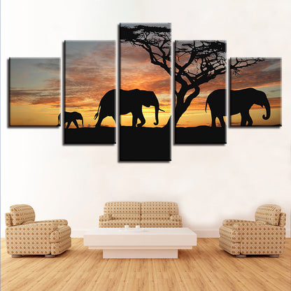 Set di 5 Quadri Elefante