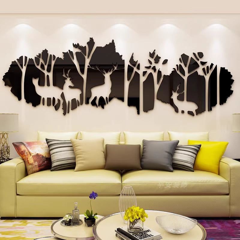 Adesivo murale specchio foresta