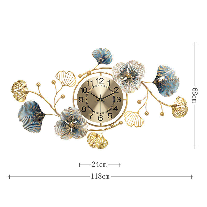 Orologio da parete Fiori oro blu