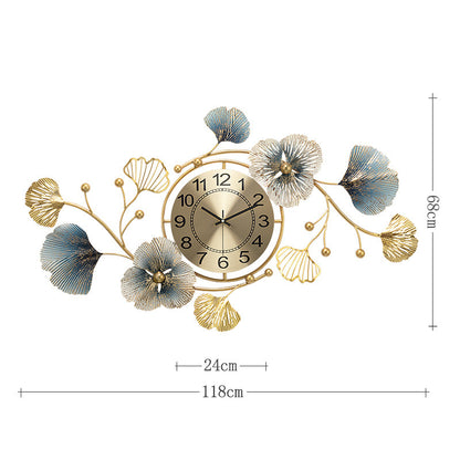 Orologio da parete Fiori oro blu