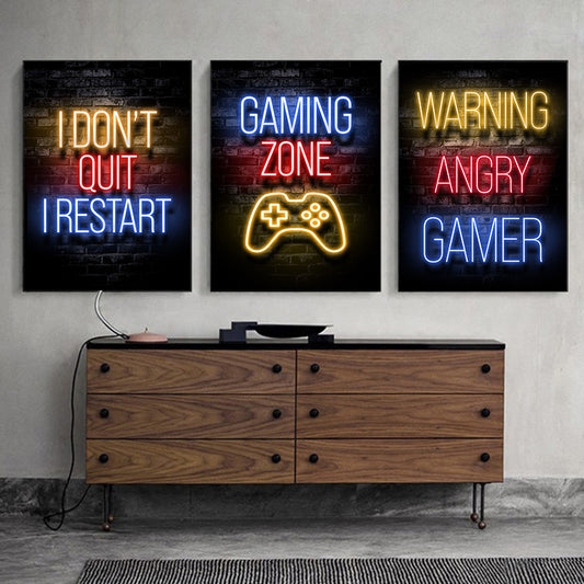 Quadro su tela Scritte neon gaming con controller