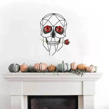 Scultura ferro Teschio rose