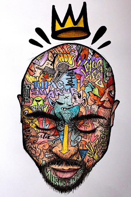 Poster Ritratto di rapper in graffiti