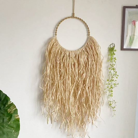 Arazzo Macramé mezzaluna con frange dense
