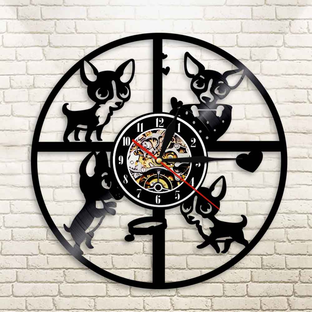 Orologio da parete Cani giocosi silhouette