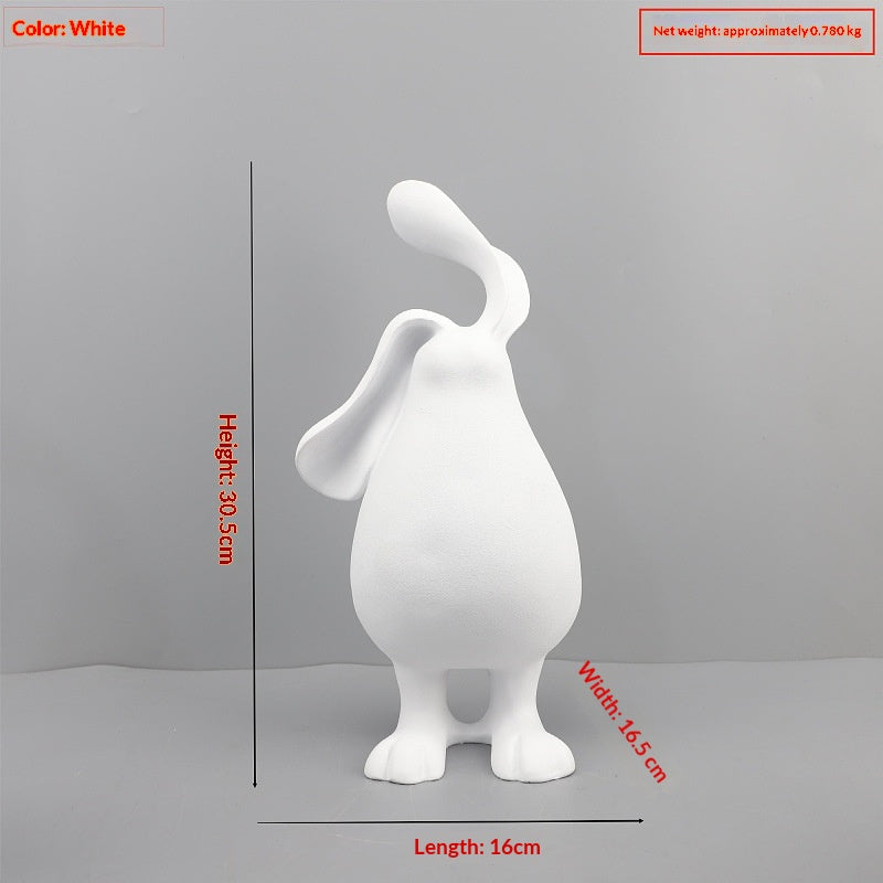 Sculture conigli marrone bianco blu
