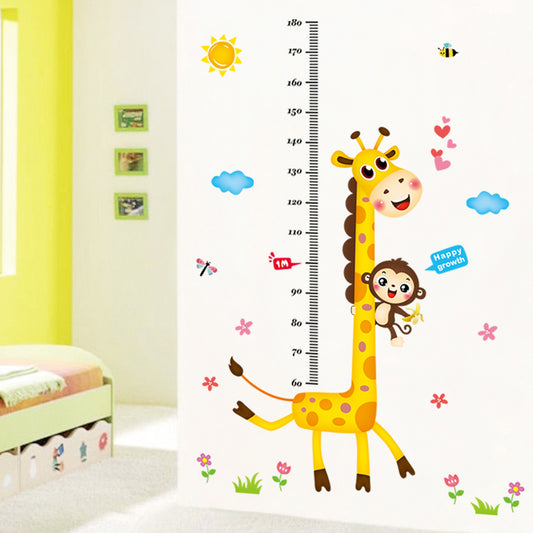 Adesivo murale Giraffa e scimmia misurazione