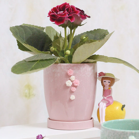Vaso ceramica con sottovaso