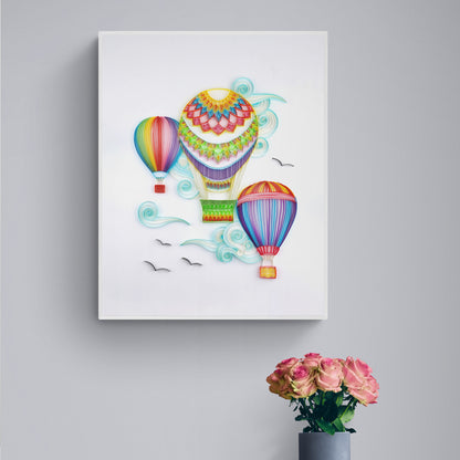 Quadro mongolfiera con piume