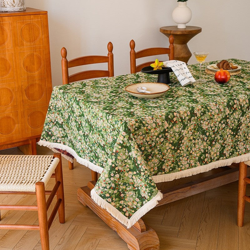 Tovaglia fiori cotone-lino