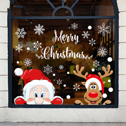 Adesivo murale Babbo Natale e renna nella vetrina