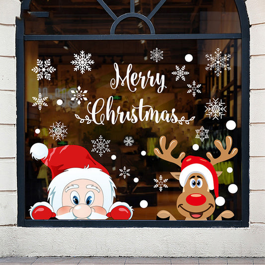 Adesivo murale Babbo Natale e renna natalizia