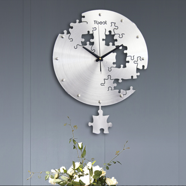 Orologio da parete Puzzle pieces argento