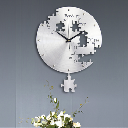 Orologio da parete Puzzle pieces argento