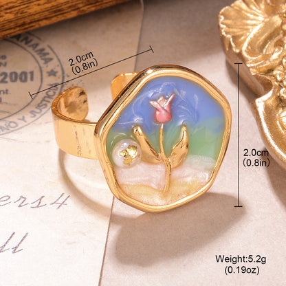 Anello perle floreali
