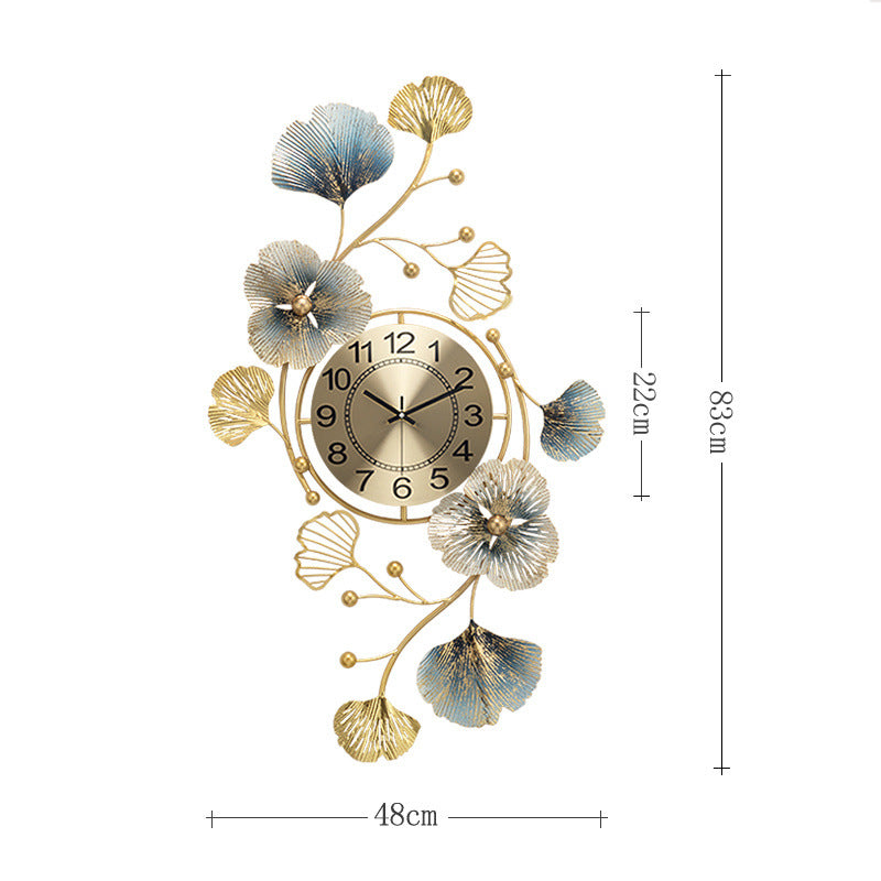 Orologio da parete Fiori oro blu