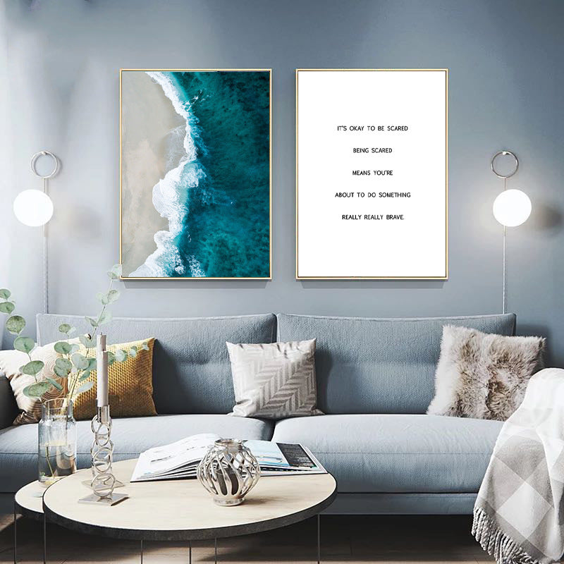 Quadro onda e fiore blu