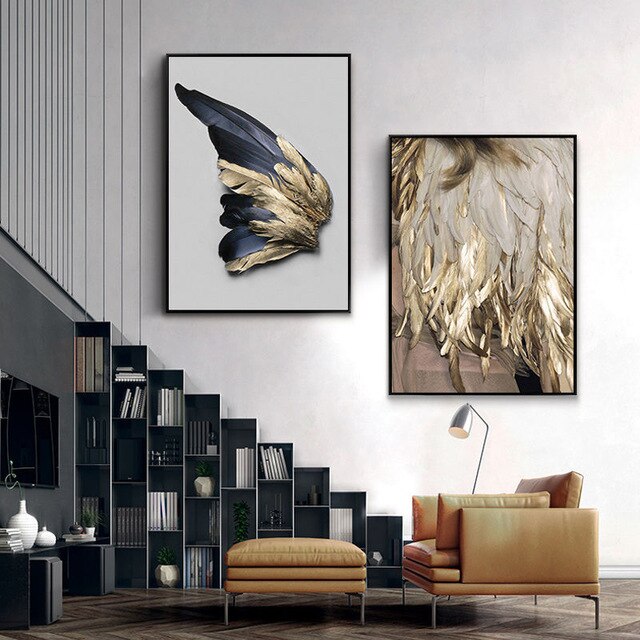 Quadro piume dorate