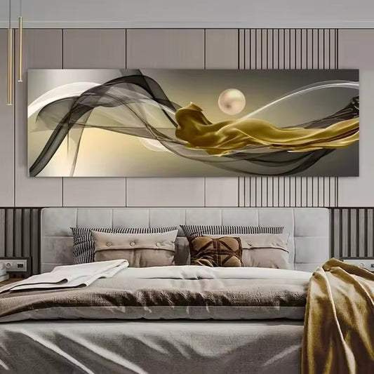 Quadro su tela Forme ondulate astratte oro e nero