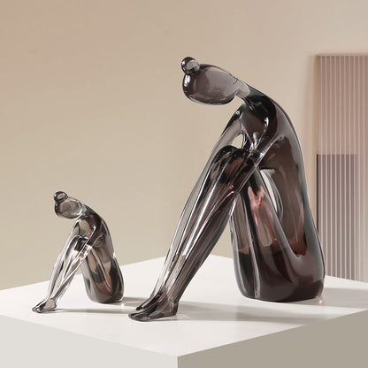Coppia di figure in vetro fumé