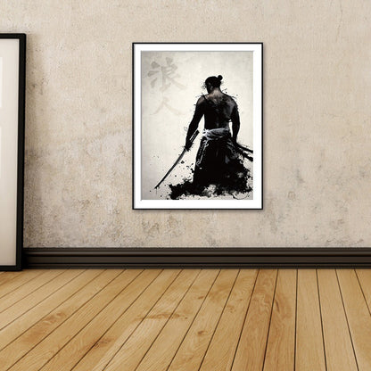 Quadro samurai bianco e nero