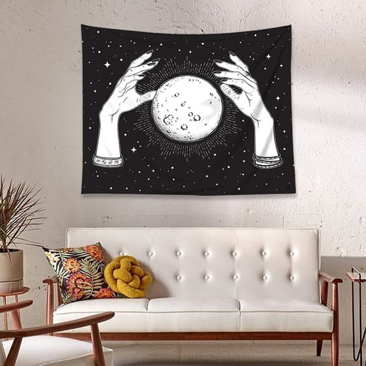 Arazzo Luna fra due mani bianche crateri