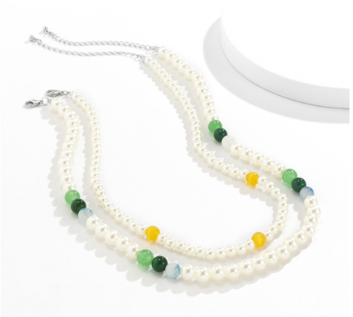 Collana perle bicolore