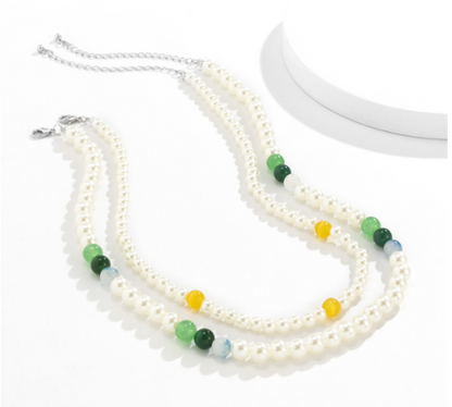 Collana perle bicolore