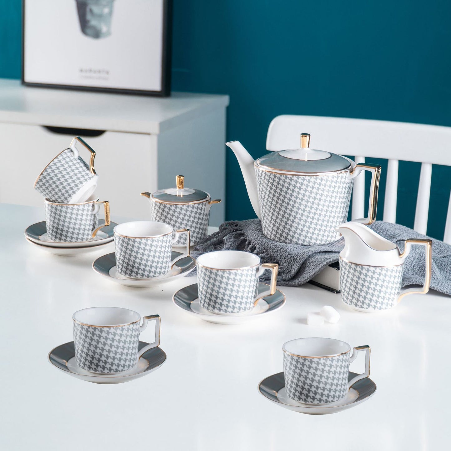 Servizio caffè-tè ceramica pied di gallo