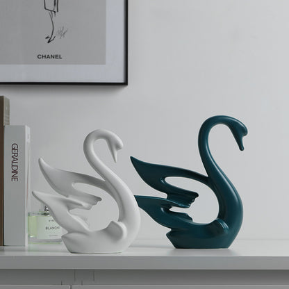 Cigno bianco nero ceramica