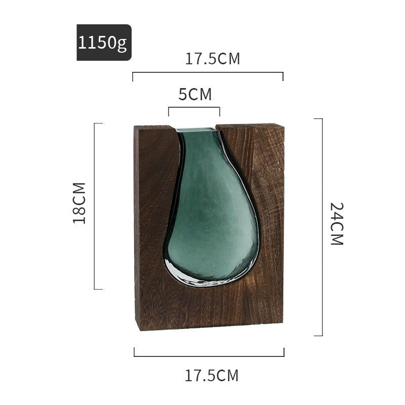 Vaso legno e vetro