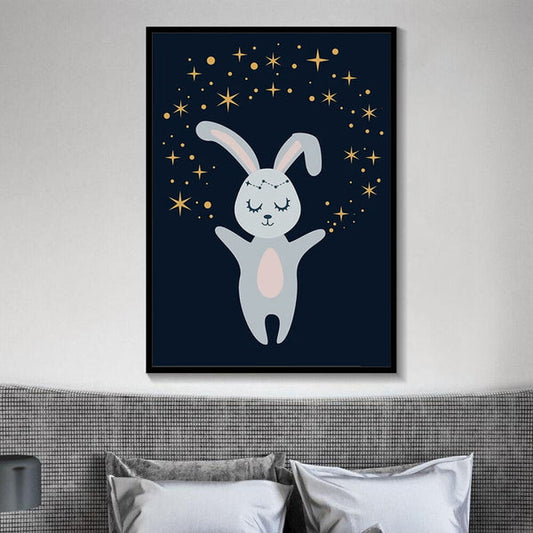 Quadro su tela Coniglio fra le stelle