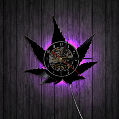 Orologio da parete Foglia neon viola