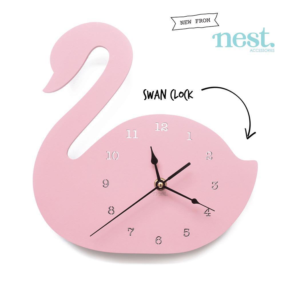 Orologio da parete Cigno rosa