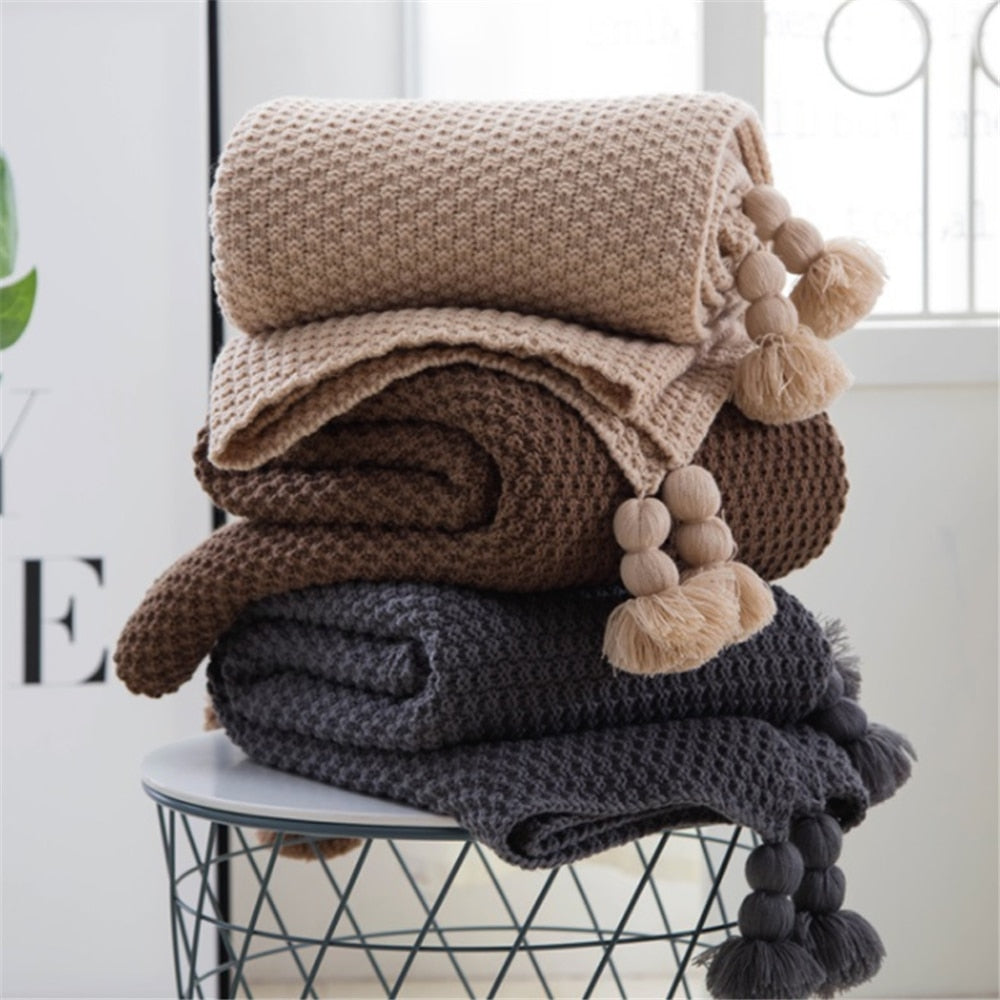 Coperta lana con nappe
