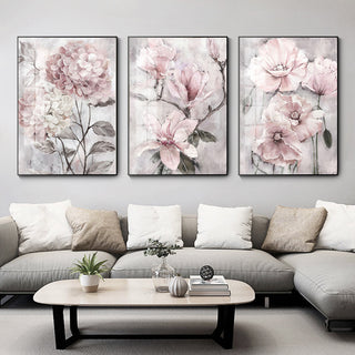 Quadro fiori rosa retrò