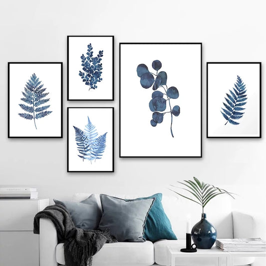 Quadro su tela Piante botaniche blu