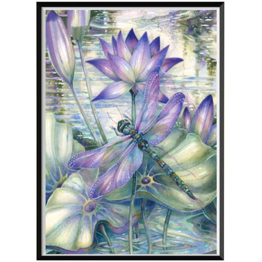 Quadro su tela Libellula e fiore di loto